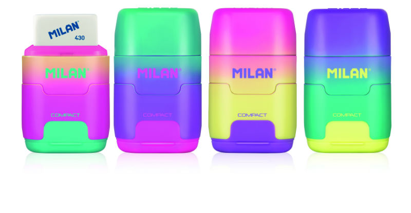 Ref. MIL4721116D, Taille-crayons avec gomme compact Sunset - Coloris Aléatoires, Assorties, marque MILAN