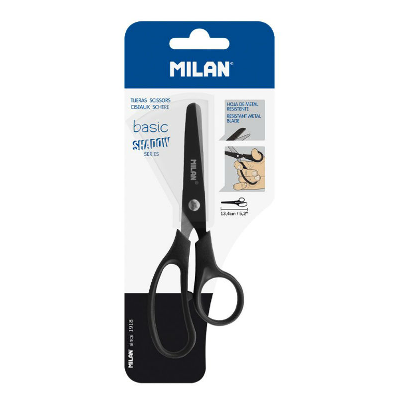 Ref. MILBWM10341DW, Ciseaux basic Shadow noir 13 cm, Noir, marque MILAN