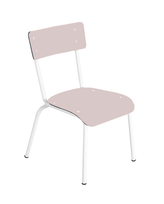 Image de  Colette chaise enfant H38 rose poudré pieds blancs 