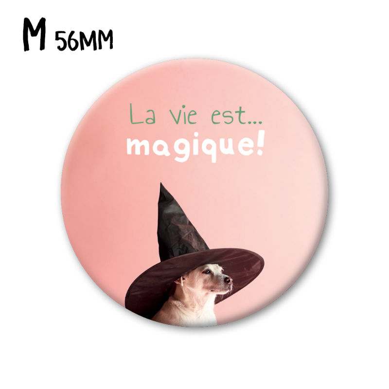 Ref. PICMM0353FR, Magnet diam 56mm la vie est magique!