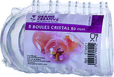 Ref. PW579001, Lot de 5 boules plastique cristal 50mm, marque GRAINE CREATIVE