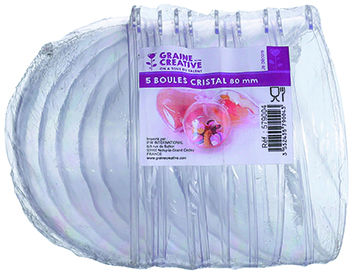 Image de  Lot 5 boules plastiques cristal 80mm 