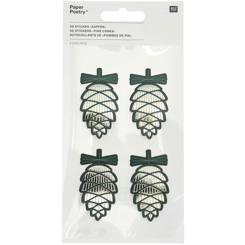 Ref. RIC300468, Stickers 3D I Love Christmas pommes de pin, Assorties, marque RICO DESIGN