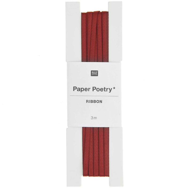 Ref. RIC400306, Ruban satin 3mm x 3m bordeau x, Rouge, marque RICO DESIGN