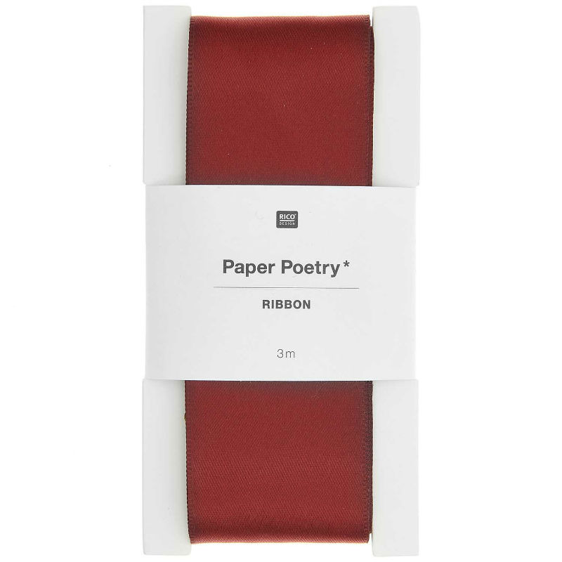 Ref. RIC400308, Ruban satin 38mm x 3m bordeau x, Rouge, marque RICO DESIGN
