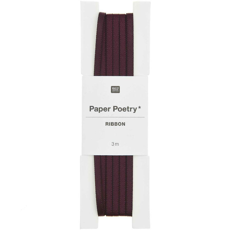 Ref. RIC400309, Ruban satin 3mm x 3m raisin, Violet, marque RICO DESIGN