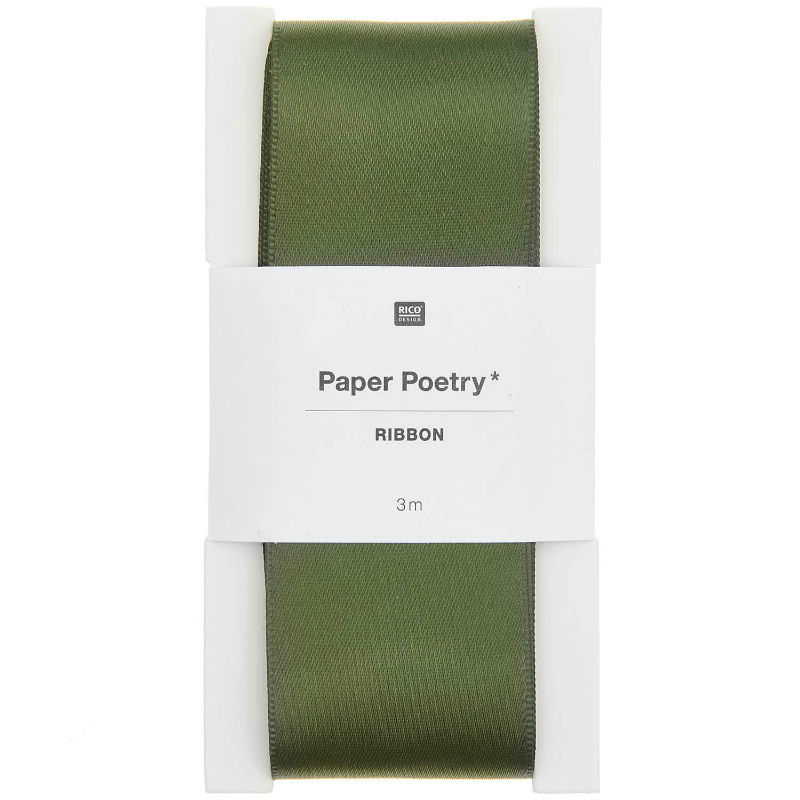 Ref. RIC400314, Ruban satin 38mm x 3m olive, Vert, marque RICO DESIGN
