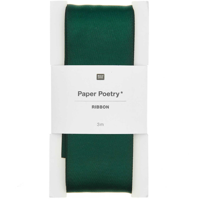 Ref. RIC400317, Ruban satin 38mm x 3m vert sapin, Vert, marque RICO DESIGN
