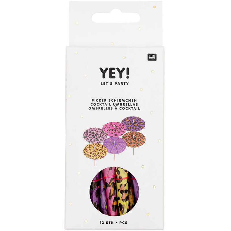 Ref. RIC810040019, Paquet 12 ombrelles à cocktail acidulé, Assorties, marque RICO DESIGN