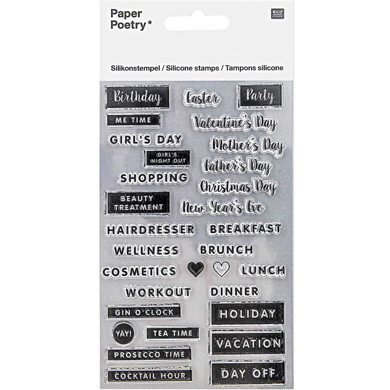 Ref. RIC990017604, Tampons silicone dates bullet journal, marque RICO DESIGN