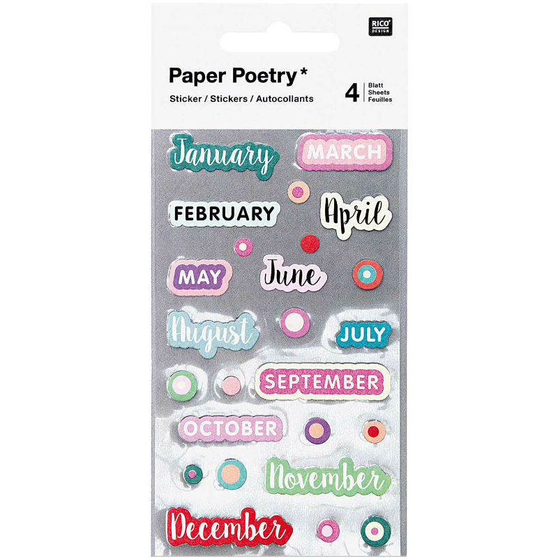 Ref. RIC990017618, Stickers mois bullet journal, Assorties, marque RICO DESIGN