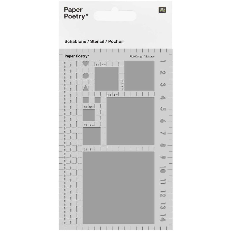 Ref. RIC990017630, Pochoir carrés bullet journal, marque RICO DESIGN