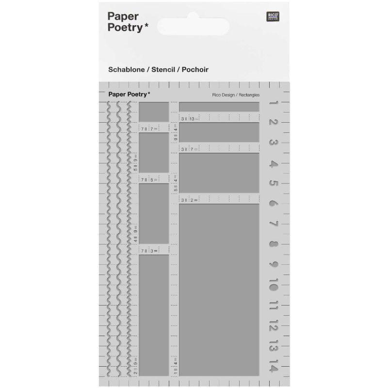 Ref. RIC990017631, Pochoir rectangles bullet journal, marque RICO DESIGN