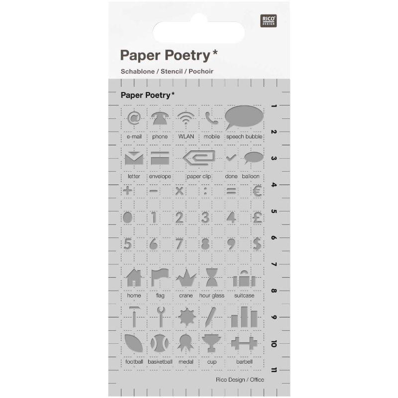 Ref. RIC990017635, Pochoir bureau bullet journal, marque RICO DESIGN