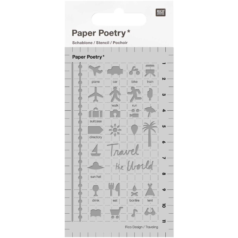 Ref. RIC990017636, Pochoir voyage bullet journal, marque RICO DESIGN