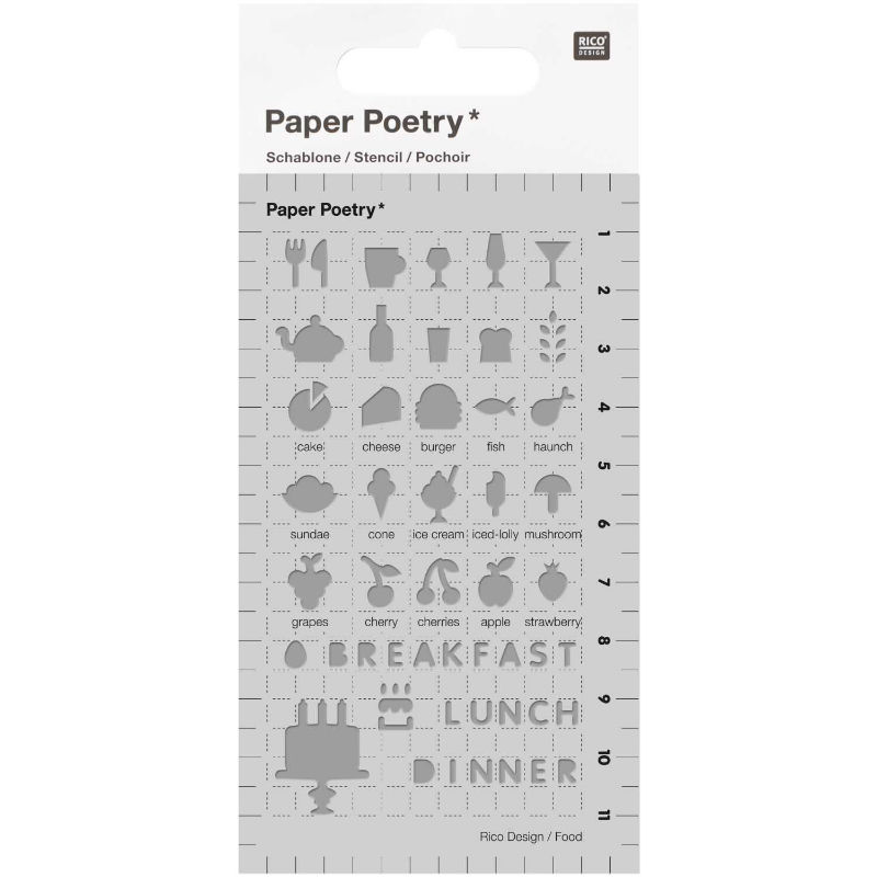 Ref. RIC990017638, Pochoir food bullet journal, marque RICO DESIGN