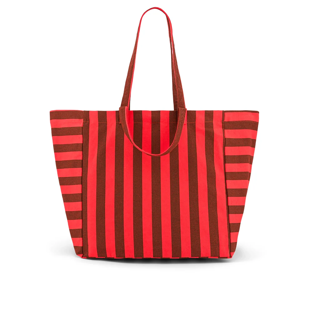 Ref. ROSART000001518, Rose In April - Sac cabas Elisa imprimé rayé marron / rouge, Assorties, marque ROSE IN APRIL