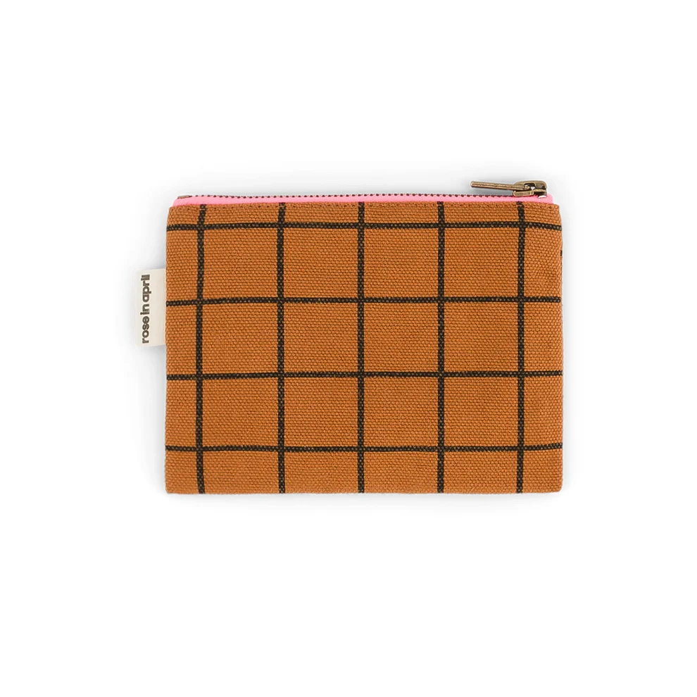 Ref. ROSART000001669, Rose In April - Porte-monnaie Marie check ginger, Marron, marque ROSE IN APRIL