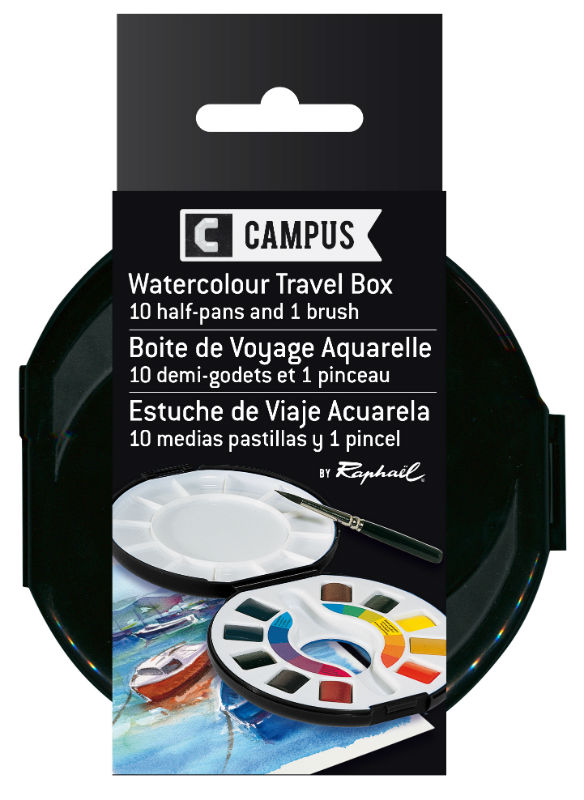 Image de  Set 10 demi godets aquarelle voyage ass 