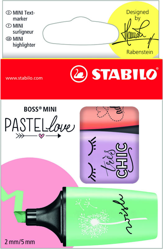 Image de  Pochette de 3 Stabilo Boss mini Pastellove menthe lilas p 