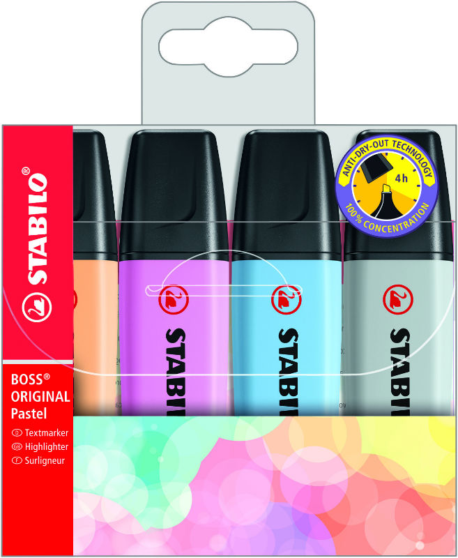 Image de  Pochette de 4 surligneurs Stabilo Boss pastel 