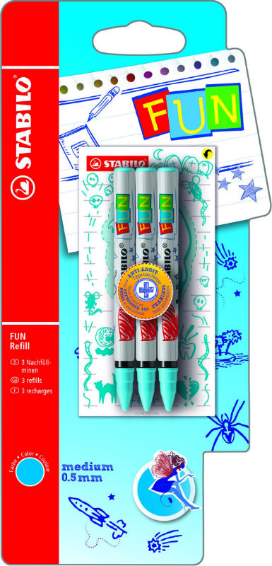 Image de  Set 3 recharges fun stabilo turquoise 