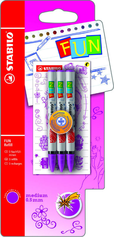 Image de  Set 3 recharges fun stabilo lilas 