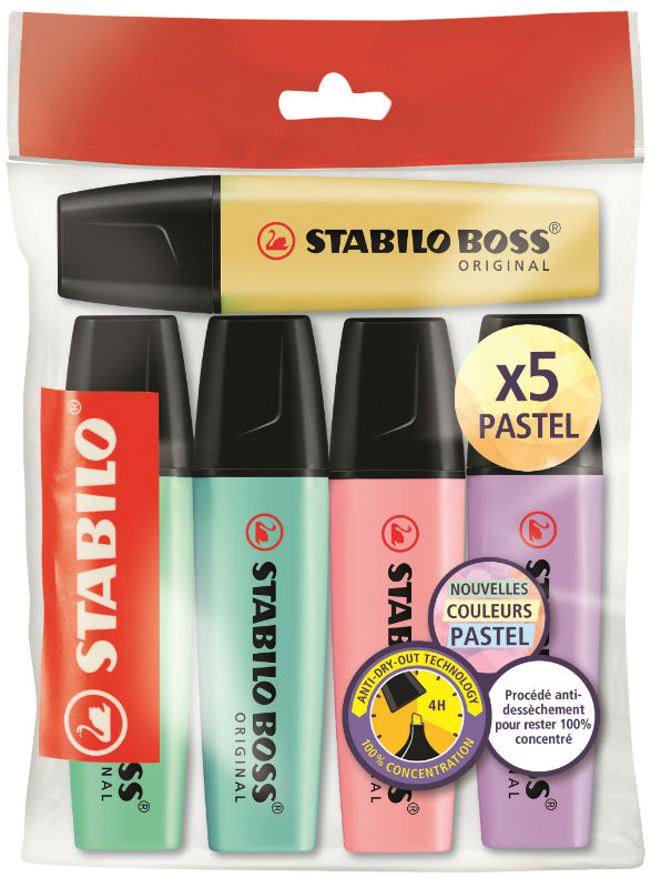Image de  Pochette de 5 surligneurs Stabilo Boss Pastel 