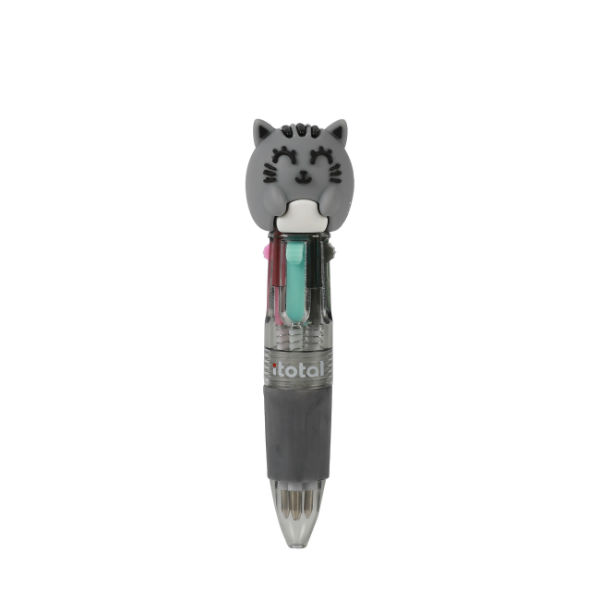 Image de  Mini stylo 4 en 1 chat gris 