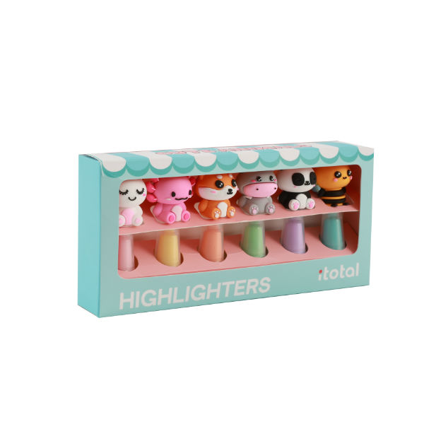 Ref. TOTXL2306S, Set de 6 surligneurs animaux, Assorties, marque I-TOTAL