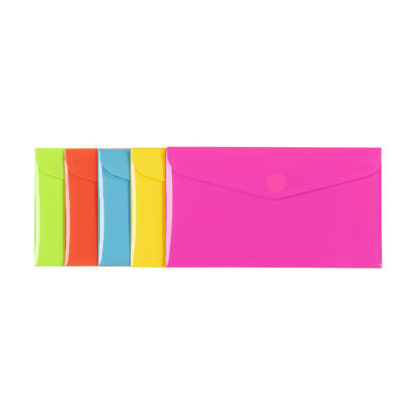 Image de  Pochette enveloppe 22x12,5cm polypro Happy Fluo 