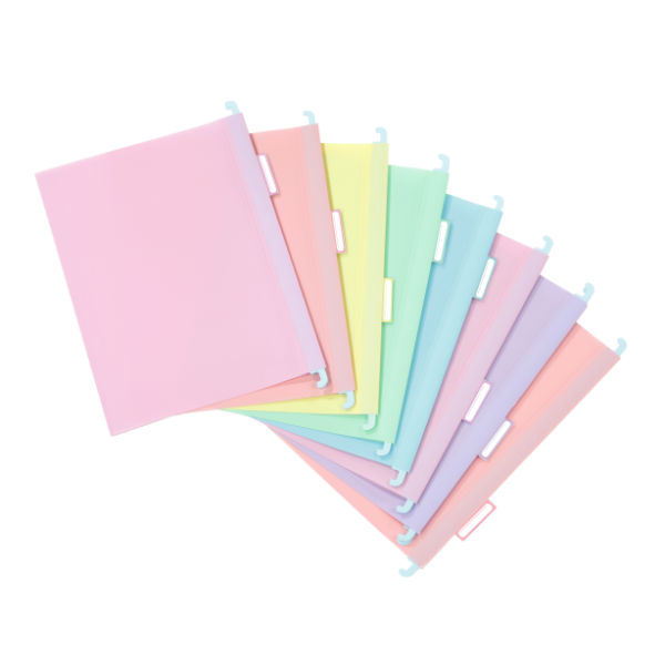 Image de  Pq 8 dossiers suspendus pp A4 Rainbow Pastel 