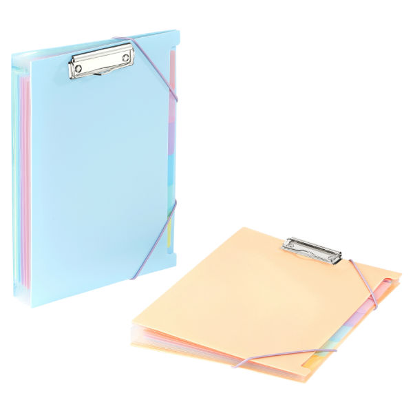 Image de  Trieur extensible A4 6 compartiments + porte-bloc Rainbow Pastel 