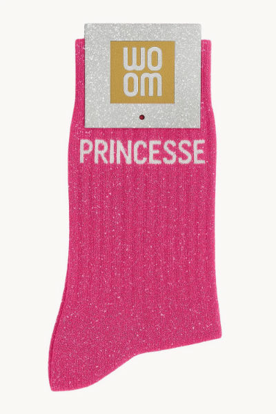 Image de  Chaussettes à Paillettes à Message Princesse Rose Fuschia 