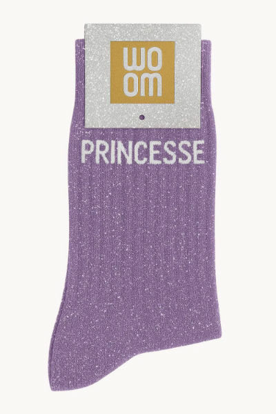 Image de  Chaussettes à Paillettes à Message Princesse Mauve 