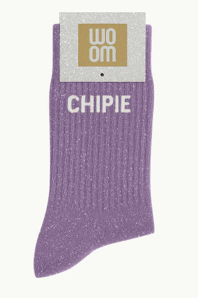 Image de  Chaussettes à Paillettes à Message Chipie Mauve 