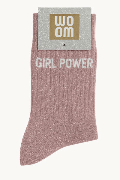 Image de  Chaussettes à Paillettes à Message Girl Power Rose Gold 