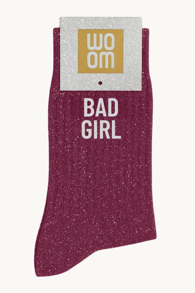 Image de  Chaussettes à Paillettes à Message Bad Girl Violet 