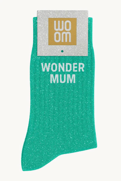 Image de  Chaussettes à Paillettes à Message Wonder Mum Vert 