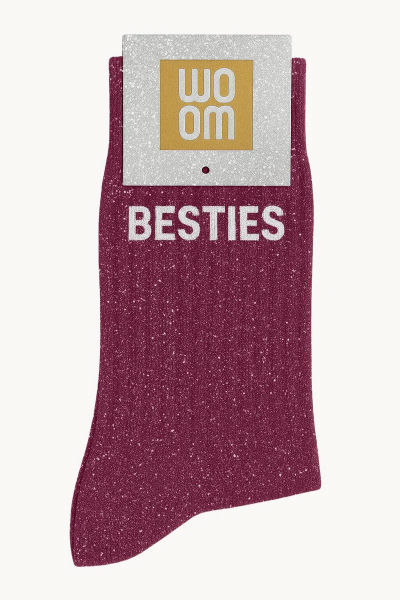 Image de  Chaussettes à Paillettes à Message Besties Violet 