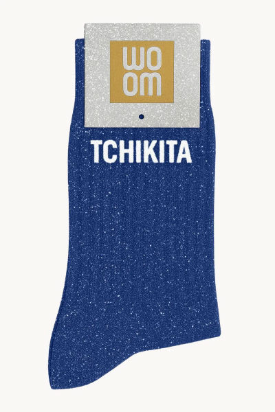 Ref. WOO75300109, Chaussettes à paillettes tchikita bleu élec, Bleu, marque WOOM