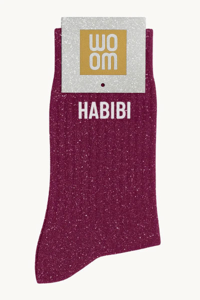 Image de  Chaussettes à Paillettes à Message Habibi  Violet 