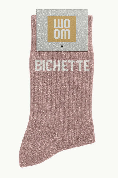 Image de  Chaussettes à Paillettes à Message Bichette Rose Gold 